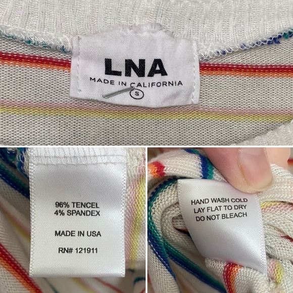 LNA Floyd Brushed Rainbow Stripe Raglan Sweater Knit Lounge Cozy Fall Sz Small - Picture 10 of 10
